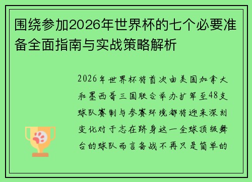 围绕参加2026年世界杯的七个必要准备全面指南与实战策略解析 围绕参加2026年世界杯的七个必要准备全面指南与实战策略解析